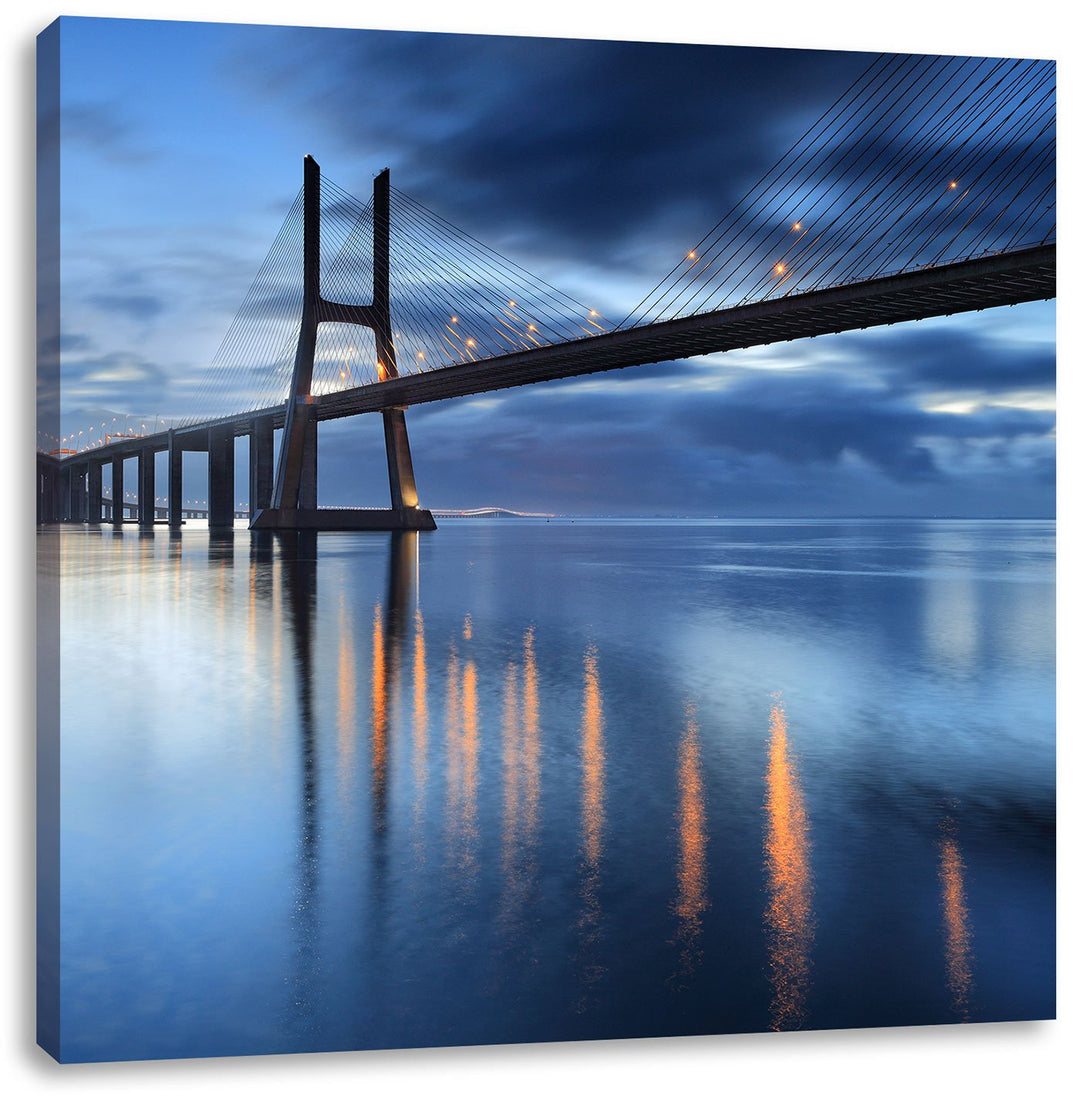Pixxprint Ponte Vasco da Gama Lissabon / 70x70cm Leinwandbild bespannt auf Holzrahmen/Wandbild Kunst