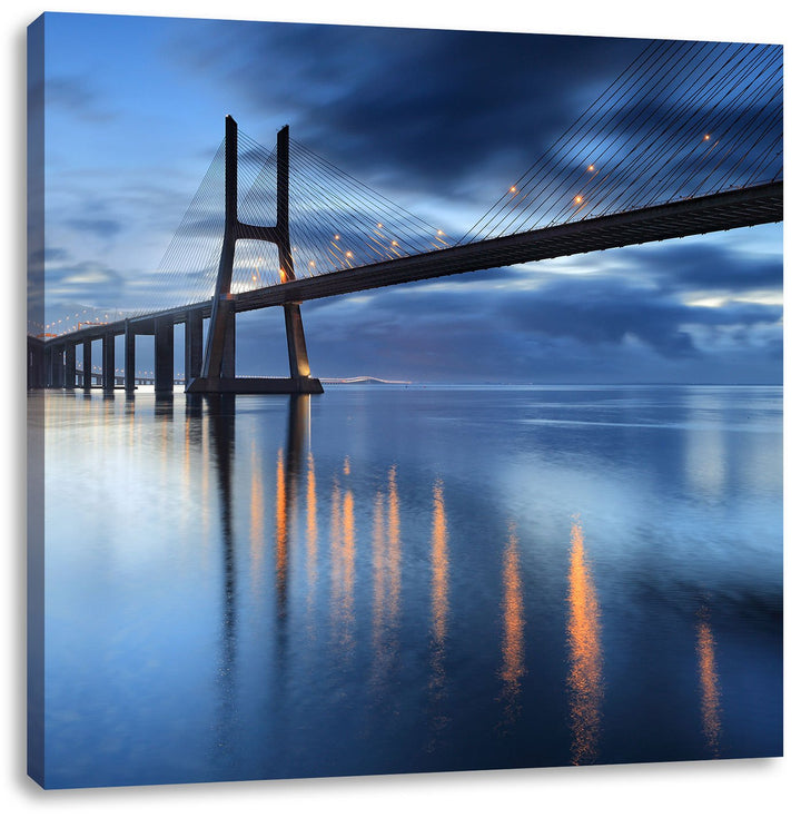 Pixxprint Ponte Vasco da Gama Lissabon / 70x70cm Leinwandbild bespannt auf Holzrahmen/Wandbild Kunst