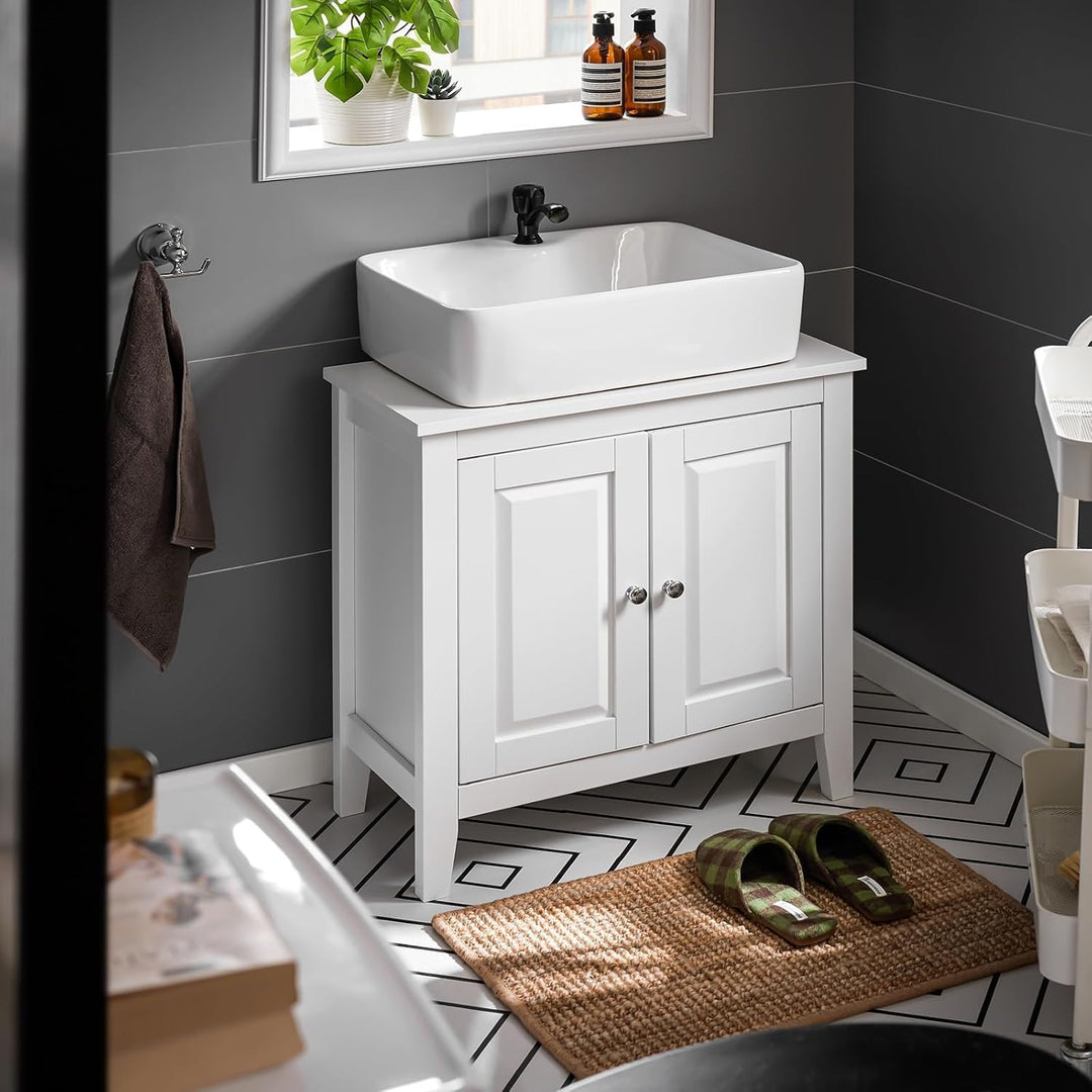 SoBuy Waschbeckenunterschrank – Badezimmer Unterschrank – Badschrank mit 2 Türen, grosser Stauraum &