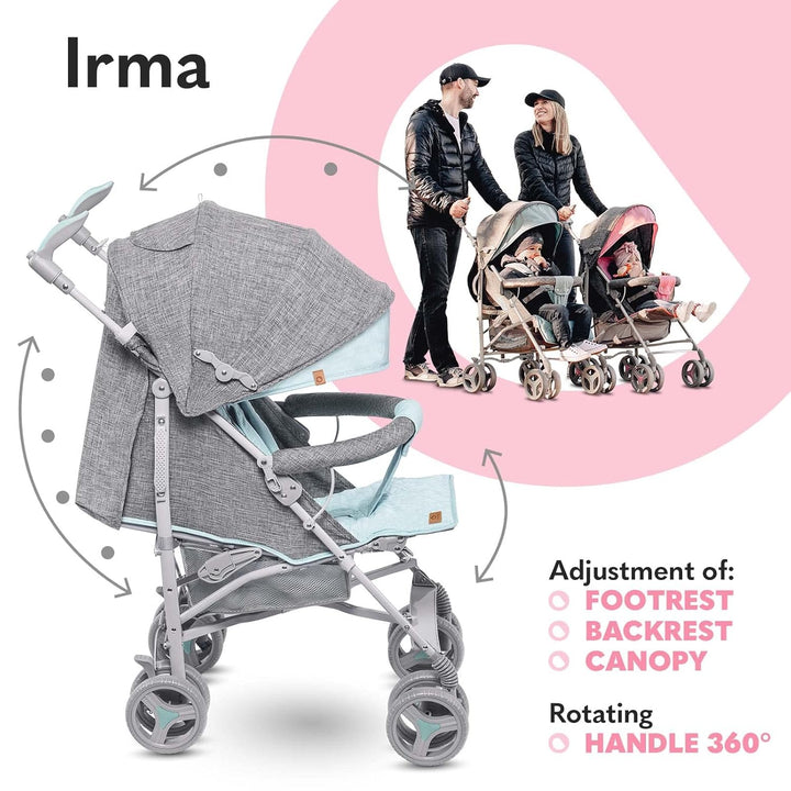 LIONELO Irma Kinderwagen bis 15 kg, Kinderwagen, leichter moderner Kinderwagen mit Liegefunktion, fa