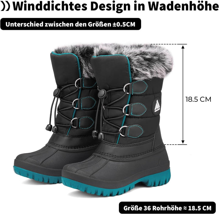 Mishansha Kinder Winterstiefel Gefüttert Wasserdichte Rutschfest Schneestiefel für Mädchen Jungen, G