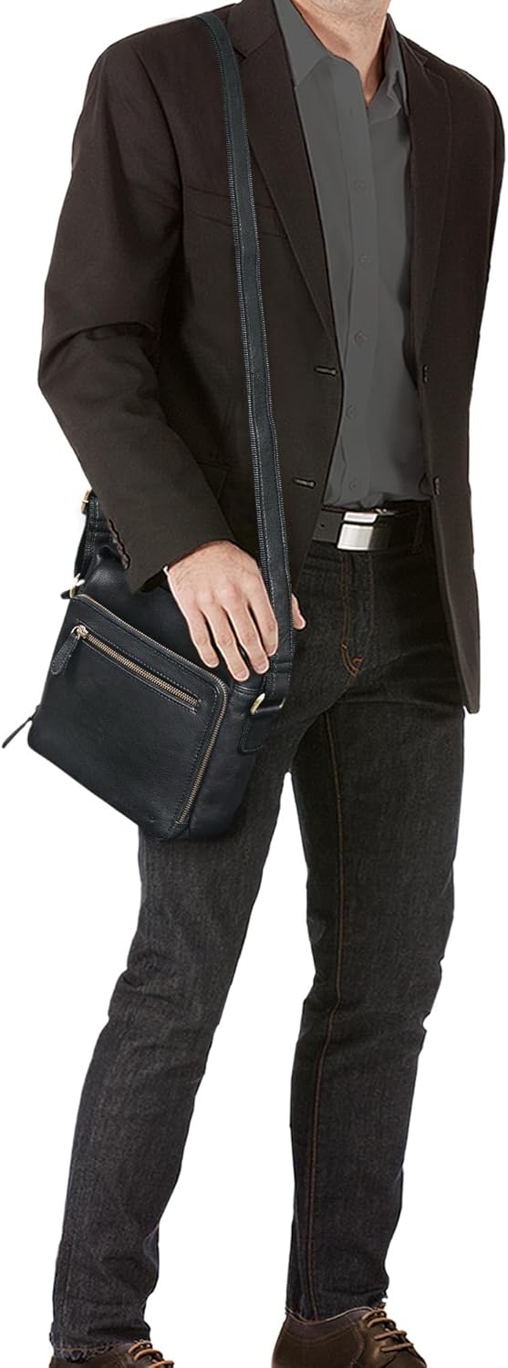 STILORD 'Nathan' Umhängetasche Herren Leder klein braun Vintage Herrentasche 10,1 Zoll Tablettasche
