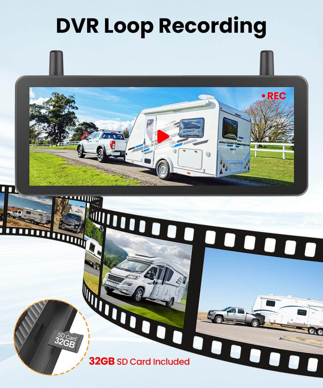 AUTO-VOX 2 Magnetische Solar Rückfahrkamera Kabellose Mit DVR 7.2" AHD 1080P Display: 1 Min Installa