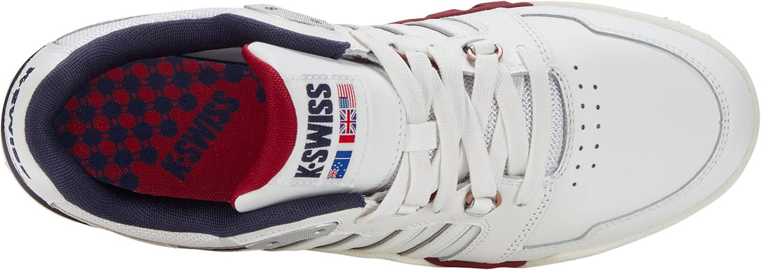 K-Swiss Leder Turnschuhe Rival Si-18 weiss 44.5 EU Brilliant White Tibetan Red Peacoat, 44.5 EU Bril