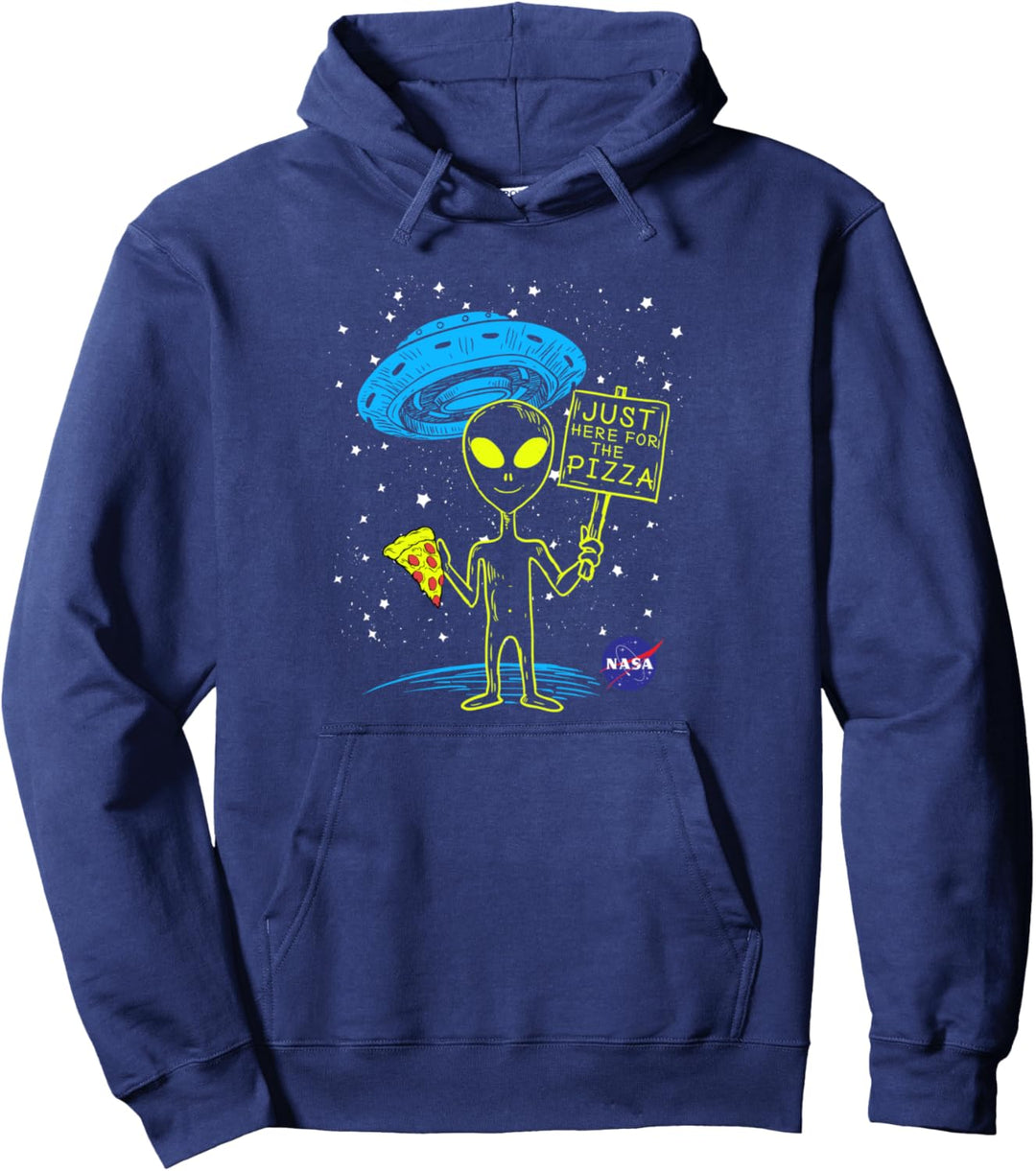 NASA UFO Alien Just Here For The Pizza Pullover Hoodie