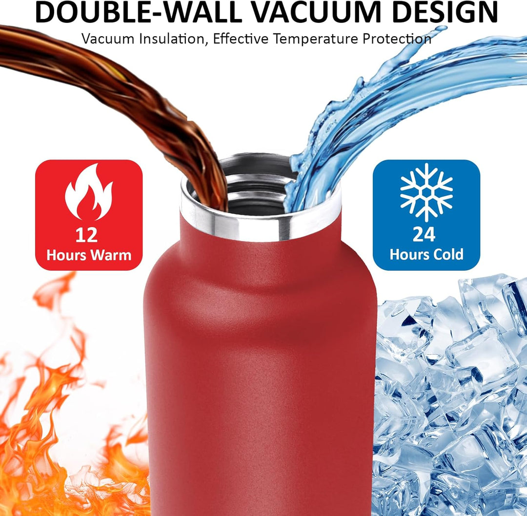 Trinkflasche Edelstahl, Sport Trinkflasche 1 liter, BPA-Freie, Thermosflasche, Doppelwandige Vakuumi