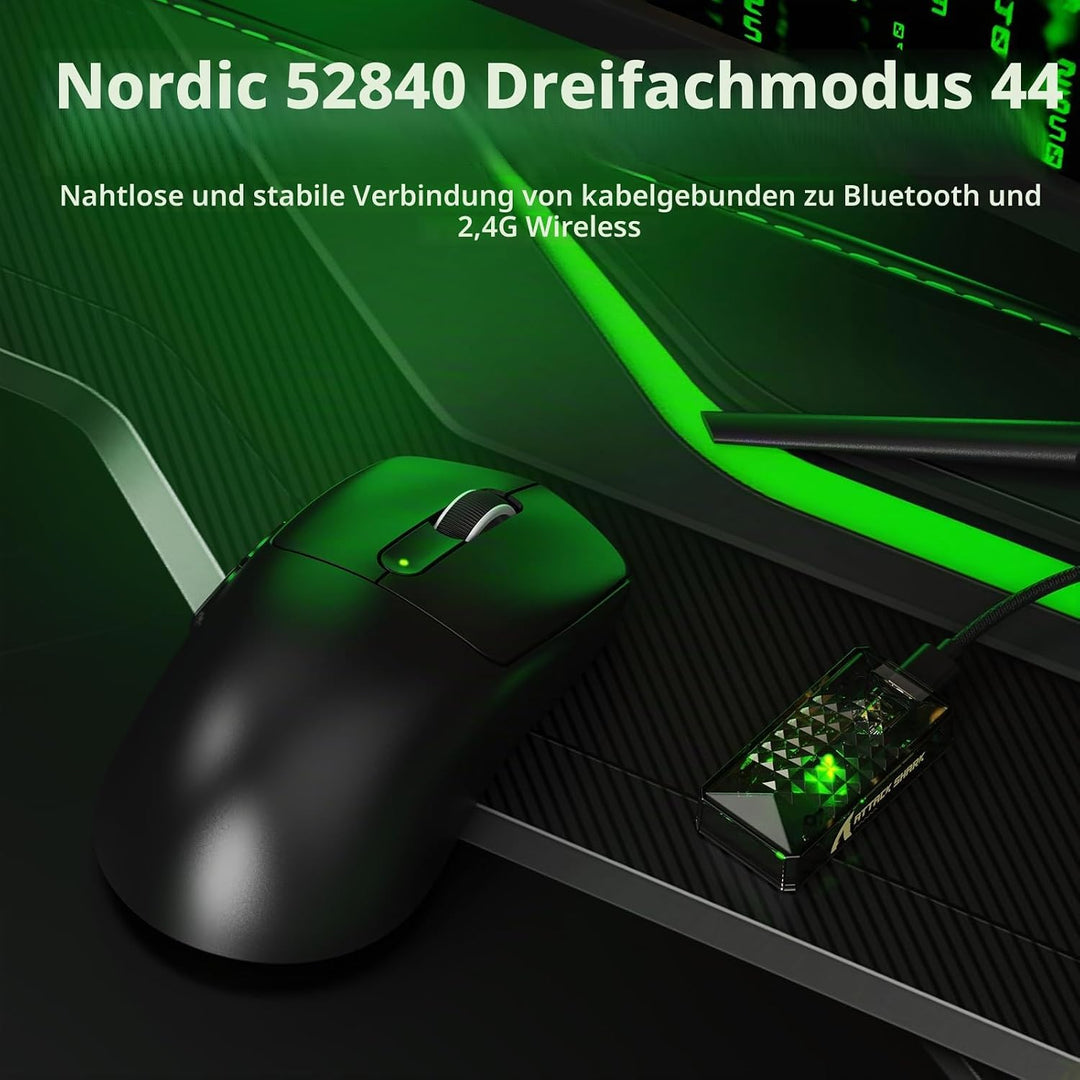 ATTACK SHARK V5 Kabellose Gaming Maus 53g, 20000 FPS, Optische Schalter, PAW3950MAX 42K DPI Sensor,