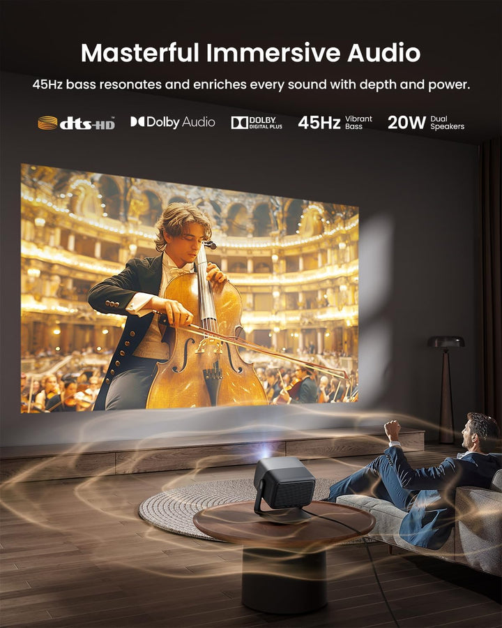 JMGO N1S Ultra Beamer 4K 3000 ANSI Lumens, Triple Laser Projektor mit GTV Netflix, Gimbal Echtzeit B