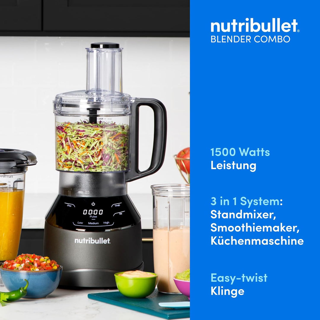 nutribullet Full Size Blender Combo, Elektrischer Mixer, Multifunktionaler Zerkleinerer, Profi, 1200