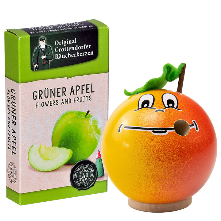 Seiffener Volkskunst | Räucherfigur aus dem Erzgebirge | Freche Früchtchen 7 cm inkl. Crottendorfer