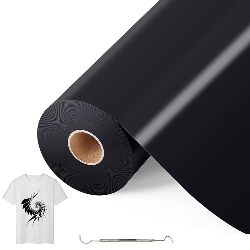 Bocguy Plotterfolie Textil Schwarz, 30.5CM x 10M Heat Transfer Vinyl Flexfolie Rollen mit Plotter We