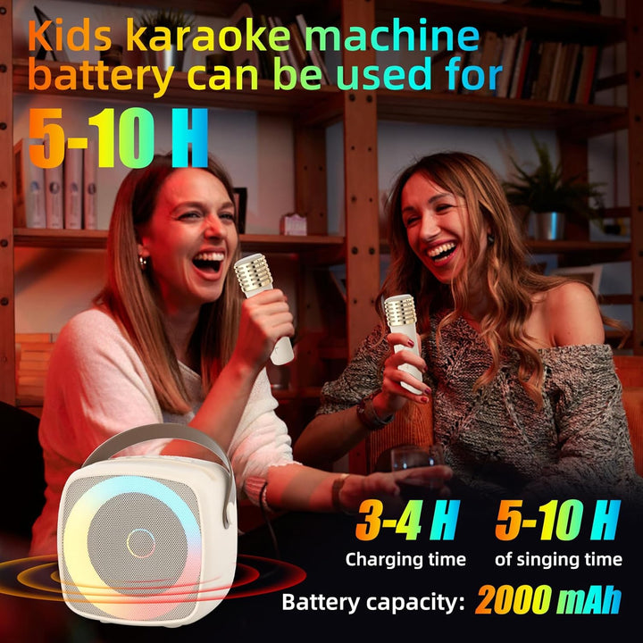 Karaoke Maschine 2 Mikrofone für Jungen Mädchen, tragbare Bluetooth-Lautsprecher mit dynamischen Lic