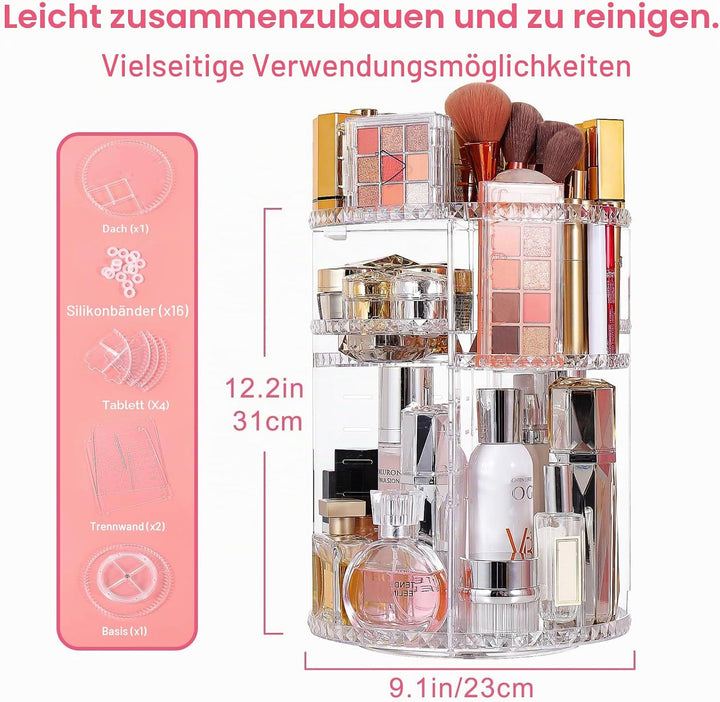 360 Rotierender Make Up Organizer und Lippenstift-Organizer, 16 Löcher, Lippenstifthalter, Verstellb