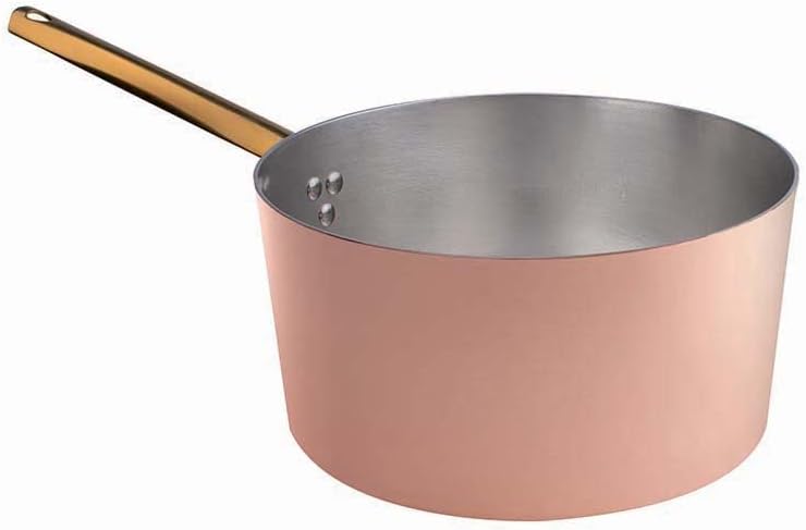 Pentole Agnelli ALCU10518 Hoher Auflauf mit Griff, glattes verzinntes Kupfer, 18 cm, 18 cm