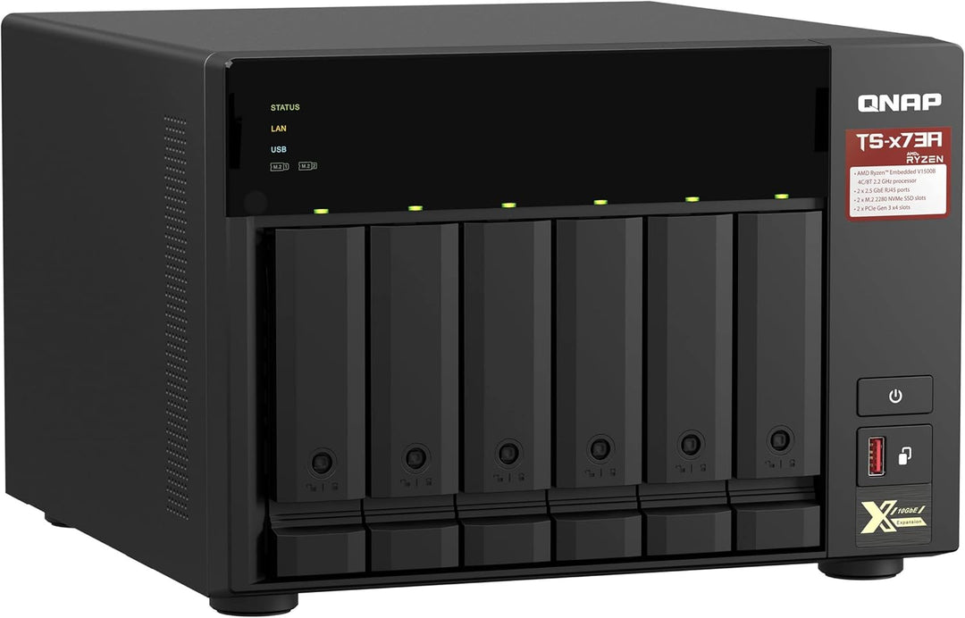 Qnap TS-673A-8G 6-Bay NAS, AMD Ryzen V1000 Series V1500B 4C/8T 2,2 GHz, One Size NAS Single 6-bay 8G