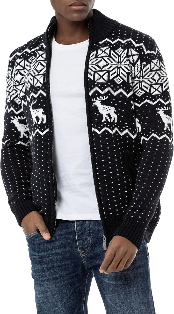 Redbridge Herren Strickjacke Norweger Strickpullover mit Reissverschluss S Navyblau, S Navyblau
