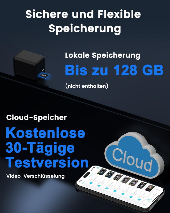 4G LTE Überwachungskamera mit SIM Karte, Überwachungskamera ohne WLAN mit Akku 5200mAh, HD Tragbare