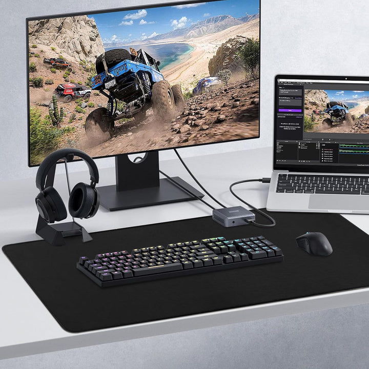 Niviy XXL Gaming Mauspad 900 x 400mm Schwarz XXL Mousepad mit Vernähte Kanten Tischunterlage Grosser