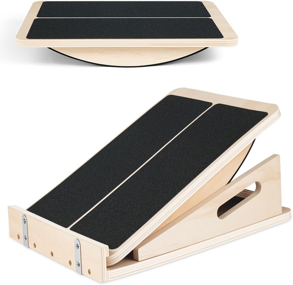 2 in 1 Wadendehner, Schrägbrett Aus Holz, Verstellbarer Und Portable Wooden Slant Board, Athletic Mo