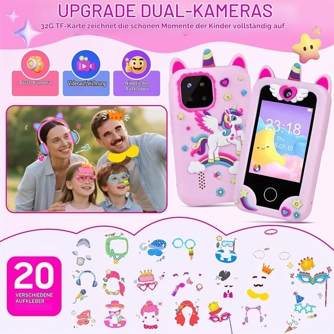 Kinder Handy Smartphone, Kleinkind Einhorn Telefon Spielzeug für 3-8 Jahre alte Mädchen, Kinder Hand