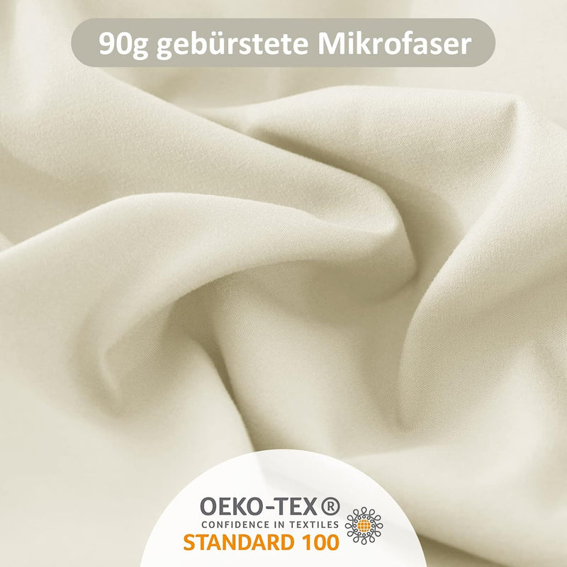 REDKEY Bettwäsche 200x220 3-teilig Creme - Mikrofaser Bettwäsche-Set mit Reissverschluss, 200 x 220