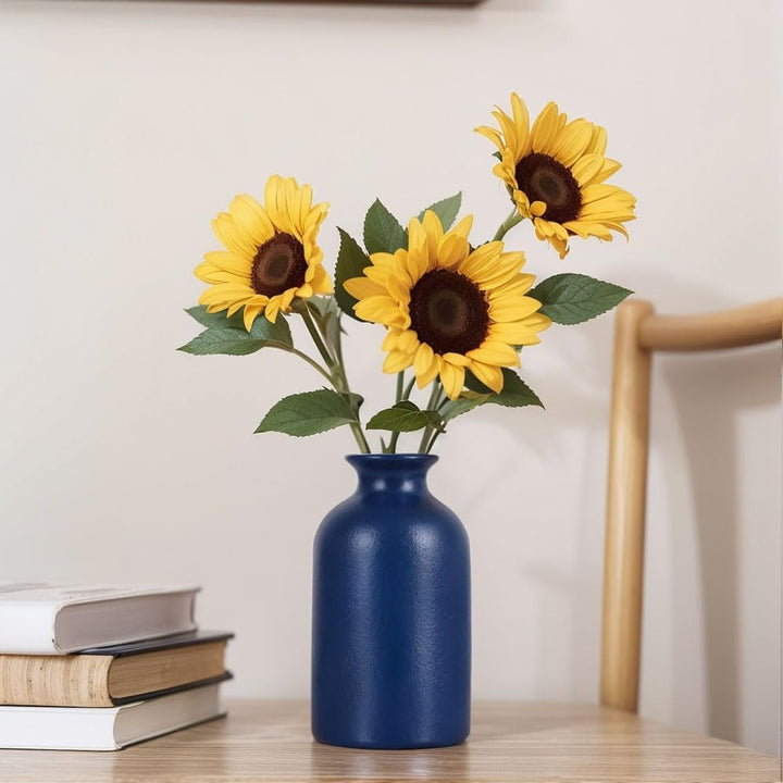 Blaue Keramik Knospe Vasen Set von 6 - wasserdichte Blaue kleine Vase, Landhaus Land Blaue Vasen Hom