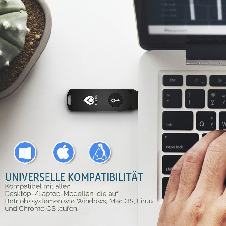 FIDO2 U2F Sicherheitsschlüssel, Thetis [Aluminium Klappdesign] Universal Zwei-Faktor-Authentifizieru