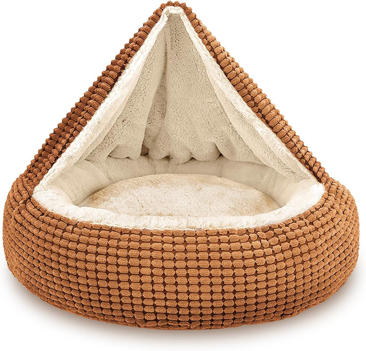 Nobleza Katzenbett mit Decke, Rundes Waschbares Hundebett, Flauschiges und Wärmendes Katzenkörbchen