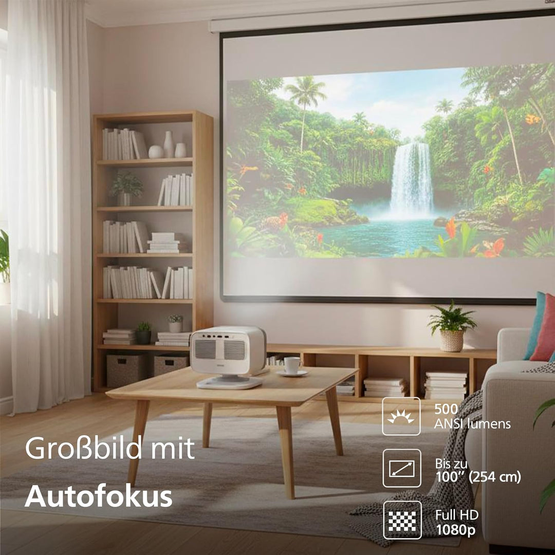 Philips Neopix 444 Projektor 4K Native Auflösung 1080p 500 Lumen ANSI Stereo Sound 10W Autofokus Aut