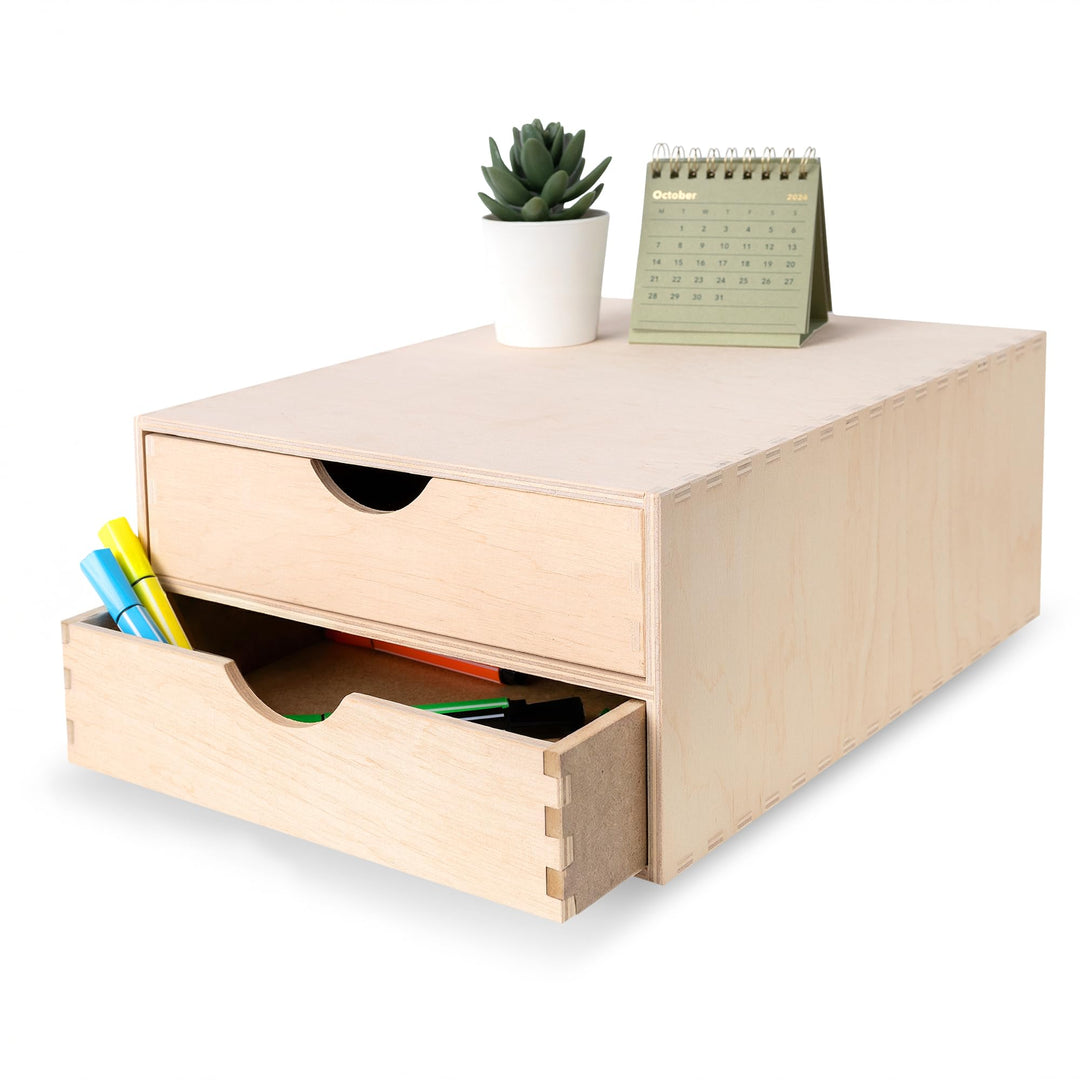 Creative Deco Schubladenbox Schubladenelement | 2 Schubladen | 33 x 25 x 13,5 cm (+/- 1 cm) | Mini-K