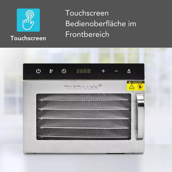 Wartmann Dörrautomat WM-2206 DH Dörrautomat Edelstahl – Kompaktes Dörrgerät mit 6 BPA-freien Edelsta