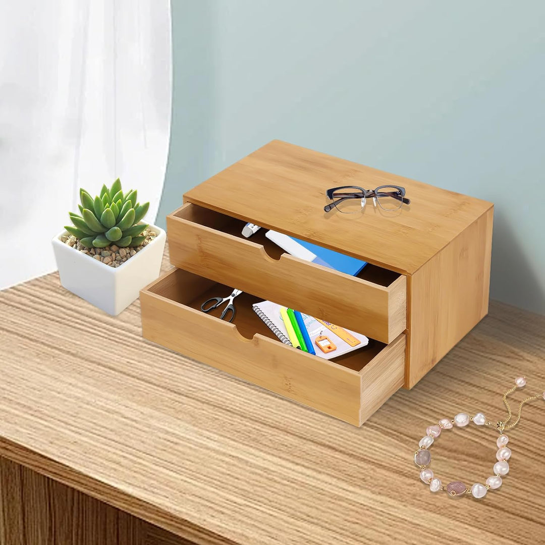 Schreibtisch Organizer, Mini Bamboo Desk Drawer Tabletop Storage Organization Box, Schubladenbox Bam