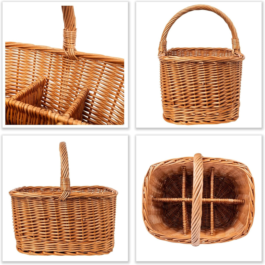 Creative Home Weidenkorb mit Henkel | Flaschenkorb 6 Flaschen | 40 x 31 x 38 cm (+/- 2 cm) | Grosser