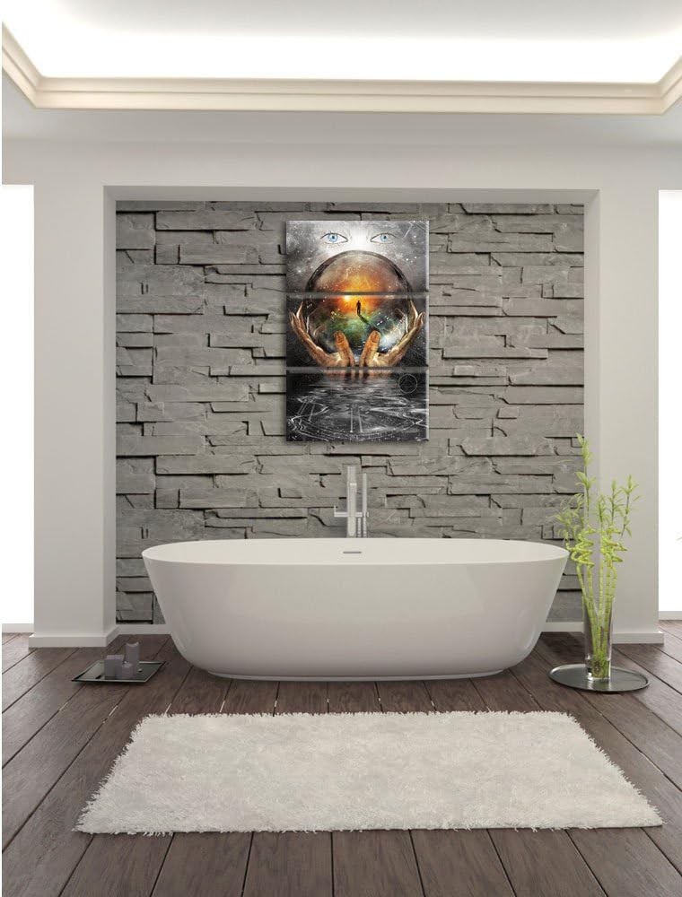 Pixxprint Glaskugel mit Hintergrund als Leinwandbild/Grösse: 3 Teilig (120x80) cm/Wandbild/Kunstdruc