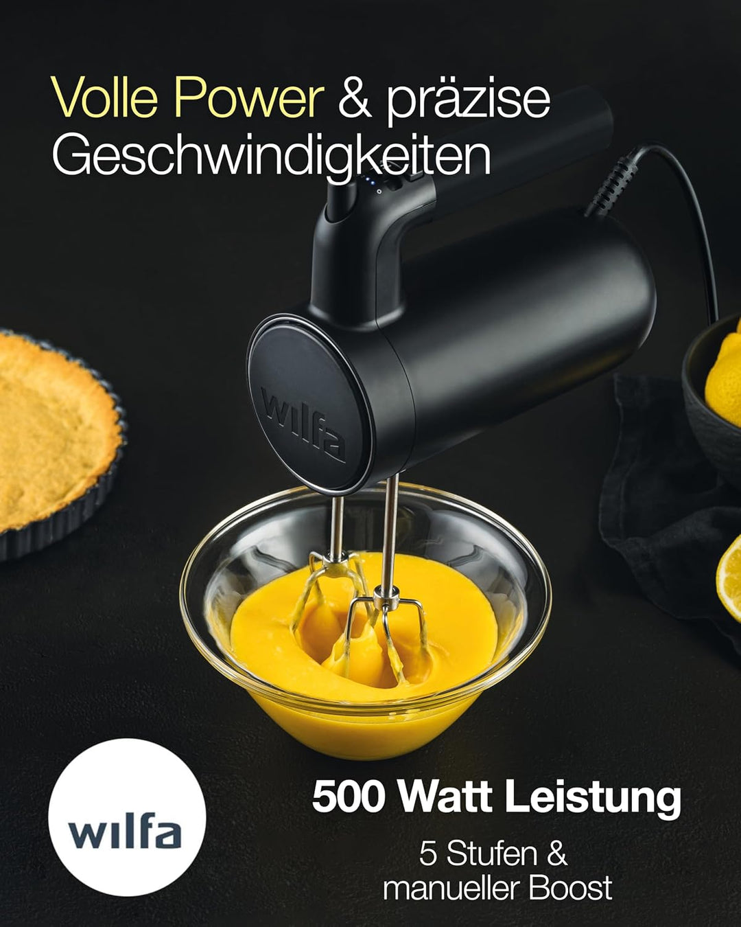 Wilfa Handmixer Smooth Mix 500 I 500 W I 5 Geschwindigkeiten I Boost-Funktion &amp; Auswurf-Funktion I i