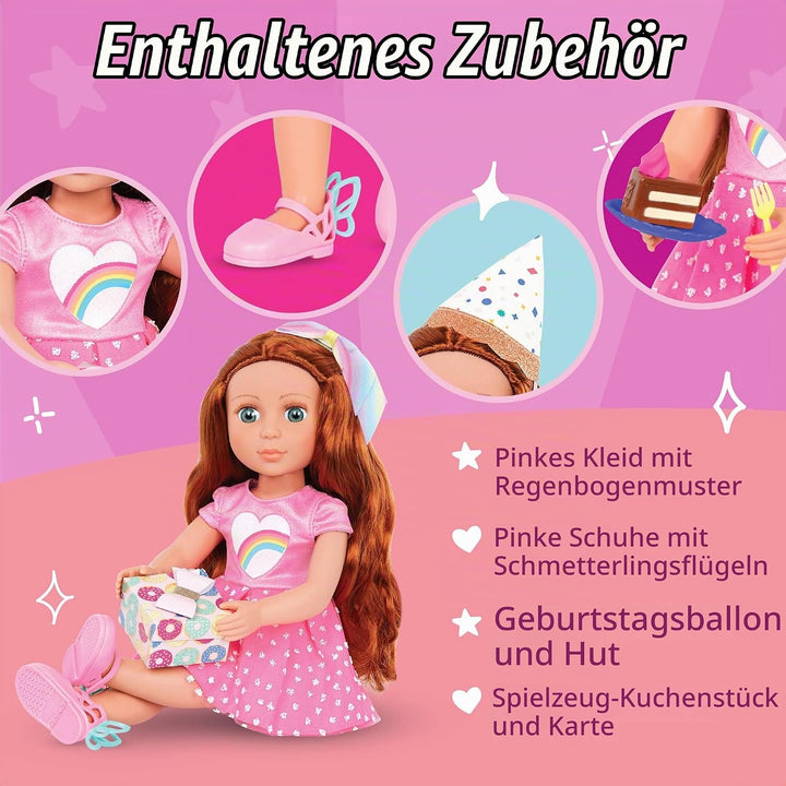 Glitter Girls Deluxe Geburtstag Puppe Cicely – Bewegliche 36 cm Puppe mit Geburtstagszubehör, Puppen