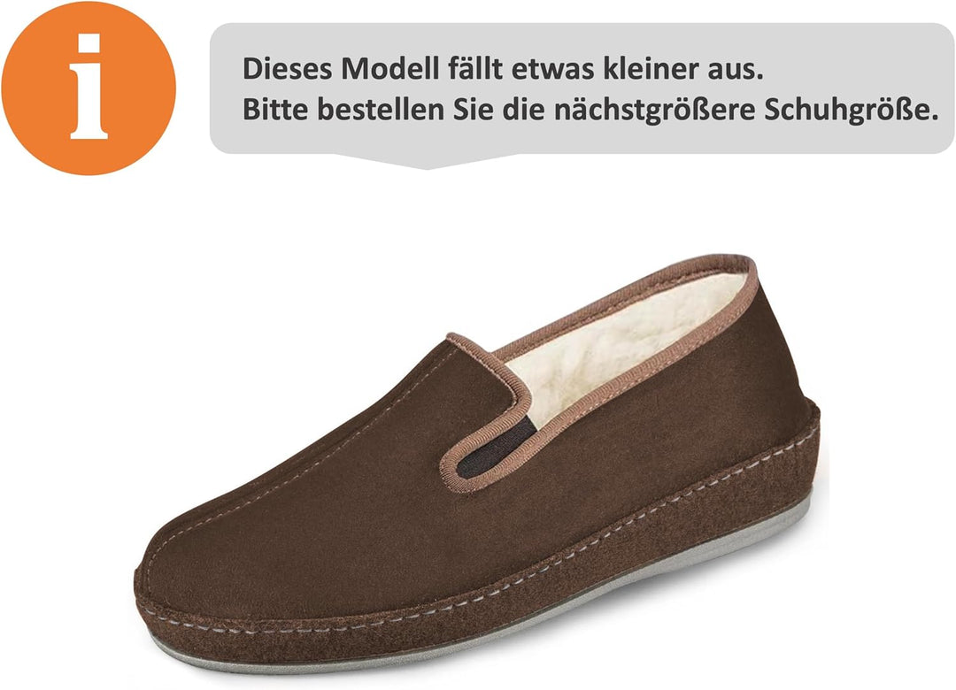 SCHAWOS Herren Filz Hausschuh 6070 warm gefüttert Schurwolle 45 EU Braun, 45 EU Braun