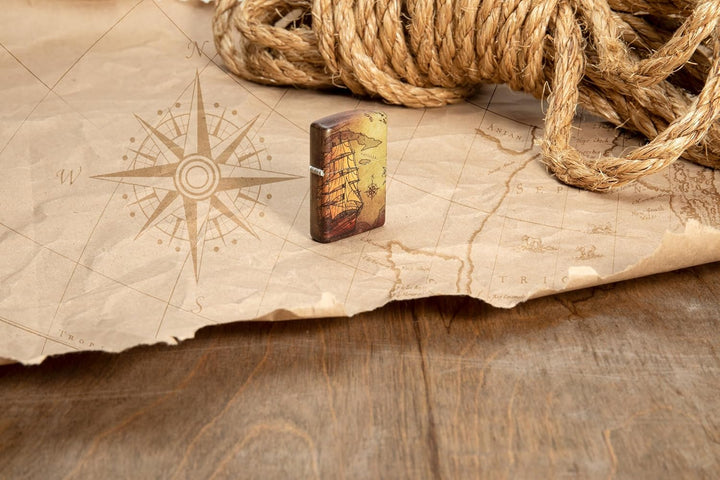 ZIPPO – Sturmfeuerzeug, Pirate Ship, 540° Color Image, White Matte, nachfüllbar, in hochwertiger Ges