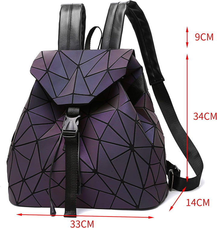 Nevenka Laptop Rucksack Geometrisch für Damen Holographisch Outdoor Rucksack Mädchen mit Verstellbar
