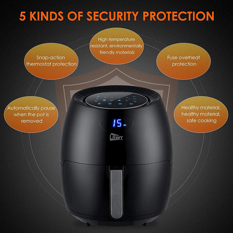 Heissluftfritteuse,Uten 6.5L Airfryer XXL Heissluftfriteuse mit digital LED-Touchscreen,8 programmen