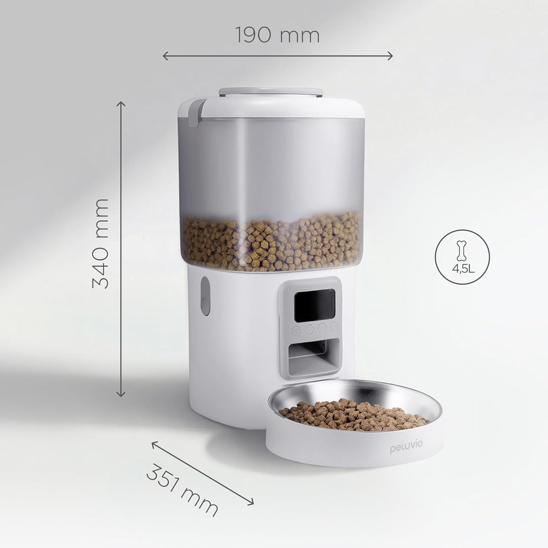 Crispy Futterautomat Katze mit Timer, ohne App, Katzenfutterautomat für Trockenfutter, LCD Display,