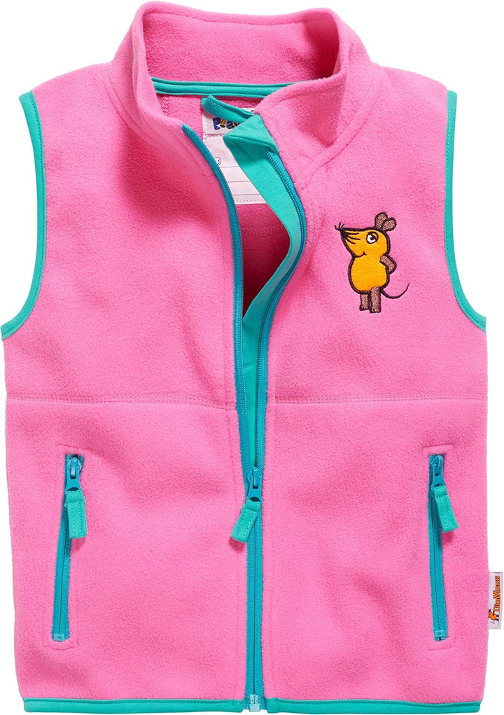 Playshoes Unisex Kinder Fleece Weste Outdoor-Oberteil 104 Pink die Maus, 104 Pink die Maus