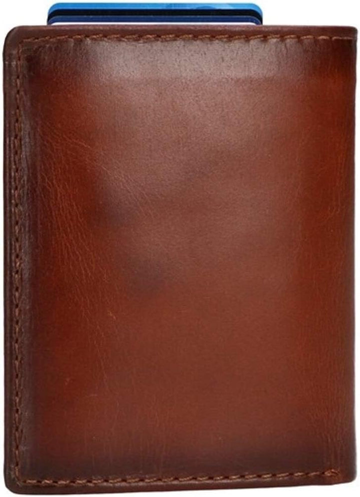 LD Leder- Geldbörse Geldbeutel mit Cardprotector RFID schwarz braun 09 x 11,3 x 2,5 cm (braun), Brau
