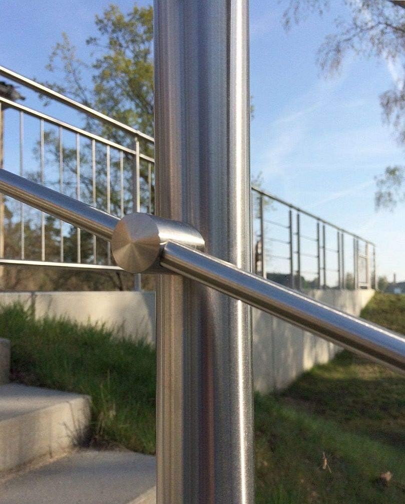 TIBU Edelstahl Geländer V2A für Balkon Terrasse Treppe mit waagerechten Streben, Aufmontage 0,6m-6m