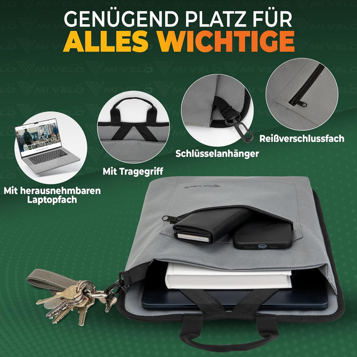 MIVELO - 3 in 1 Fahrradtasche - Rucksack - Schultertasche wasserdicht 100% PVC frei, mit Laptopfach