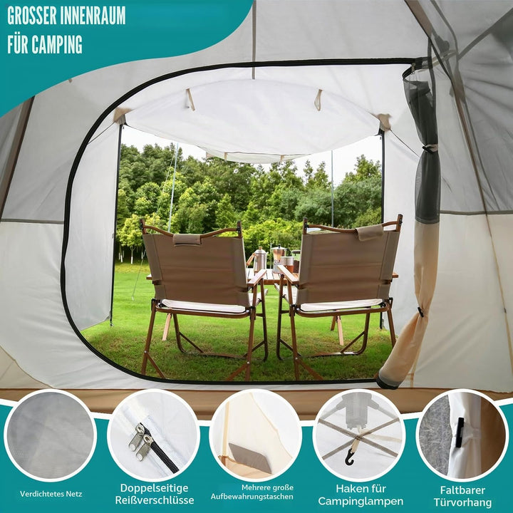 Chihee Camping Zelte Pop-Up Tragbares Zelt,Familienzelt 2 Türen Sofort aufbaubar Extra gross Wetterf