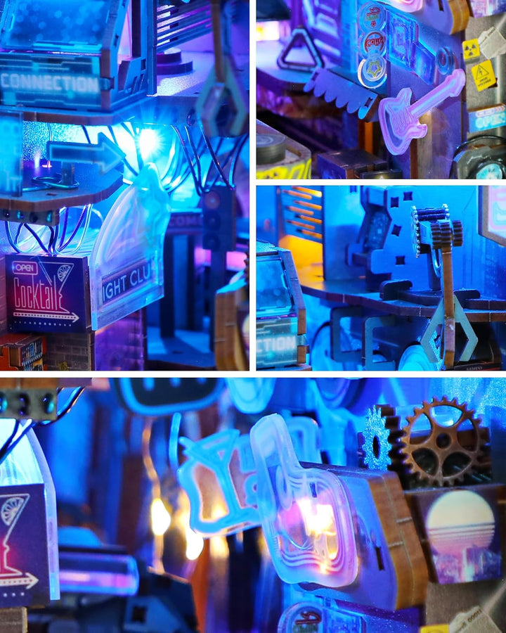 Quanquer DIY Book Nook Kit_Puppenhaus Holz Miniatur Haus Kit Mit Staubschutzhülle,Möbeln,LED-Licht,