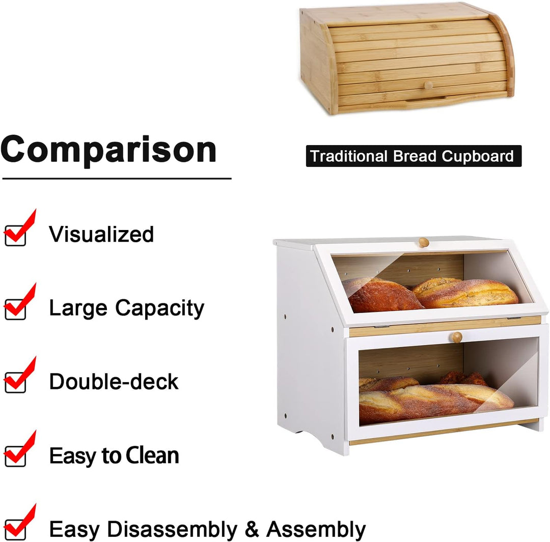 Leader Accessories Bambus Brotkasten 2 Etagen Brotbehälter lebensmittelecht Brotaufbewahrung pflegel
