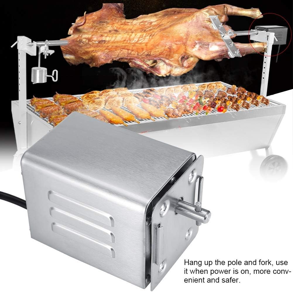 Zerodis Grillspiess Set, 50-70KGF Outdoor Rotisserie Kit Edelstahl BBQ Rotisserie Motor Elektro Roas
