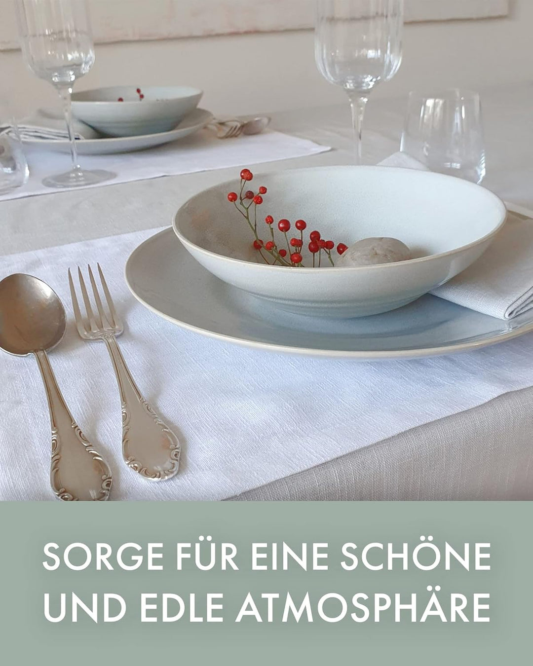 Farnberg Premium Tischdecke aus Leinen - Stofftischdecke für Küchentisch, Esstisch - Fleckschutz Tis